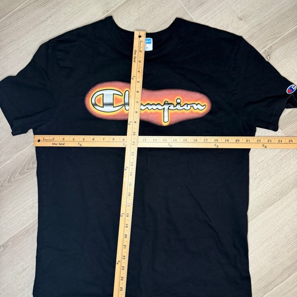 Vintage Champion Neon Glow Logo T Shirt L Black - Picture 3 of 4